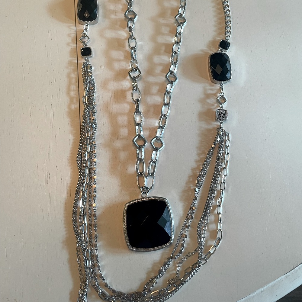 Set of black and silver necklaces